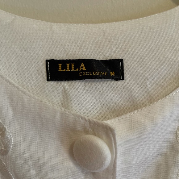 *SOLD* Lila Collection Linen Shirt Embroidered Detail - Picture 3 of 6